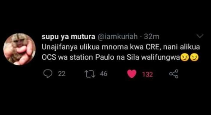 Supu ya mutura iamkuriah 32m unajifanya ulikua mnoma kwa cre, nani alikua ocs wa