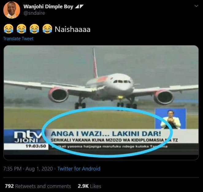 Wanjohi dimple boy sndaire naishaaaa translate tweet dc anga wazi lakini dar! jo