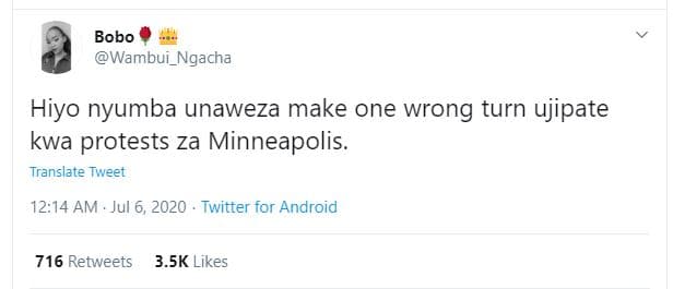 Bobo wambui_ngacha hiyo nyumba unaweza make one wrong turn ujipate kwa protests