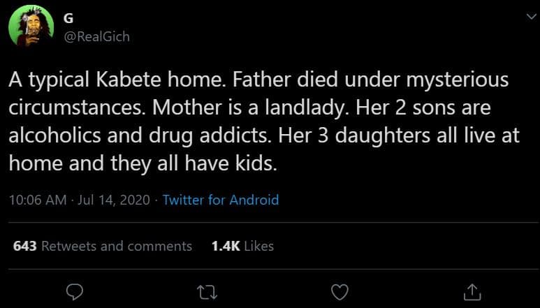 Realgich a typical kabete home father died under mysterious circumstances. mothe