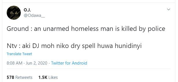 0j. odawa ground an unarmed homeless man is killed by police ntv aki dj moh niko