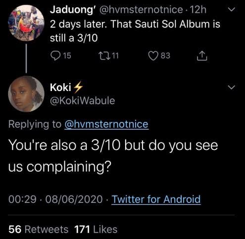 Jaduong' hvmsternotnice 12h 2 days later. that sauti sol album is still a 310 01