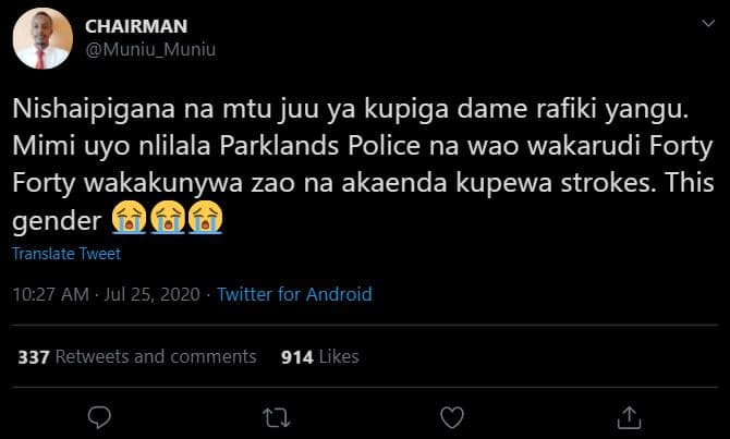 Chairman muniu_muniu nishaipigana na mtu juu ya kupiga dame rafiki yangu. mimi u