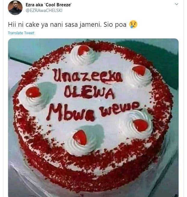Ezra aka cool breeze' ezrawachelski hii ni cake ya nani sasa jameni. sio poa tra
