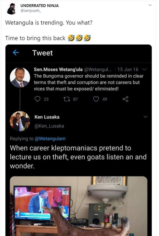 Underrated ninja iamjosen_ wetangula is trending you what? time to bring this ba