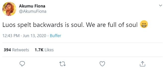 Akumu fiona akumufiona luos spelt backwards is soul. we are full of soul 12.43 p