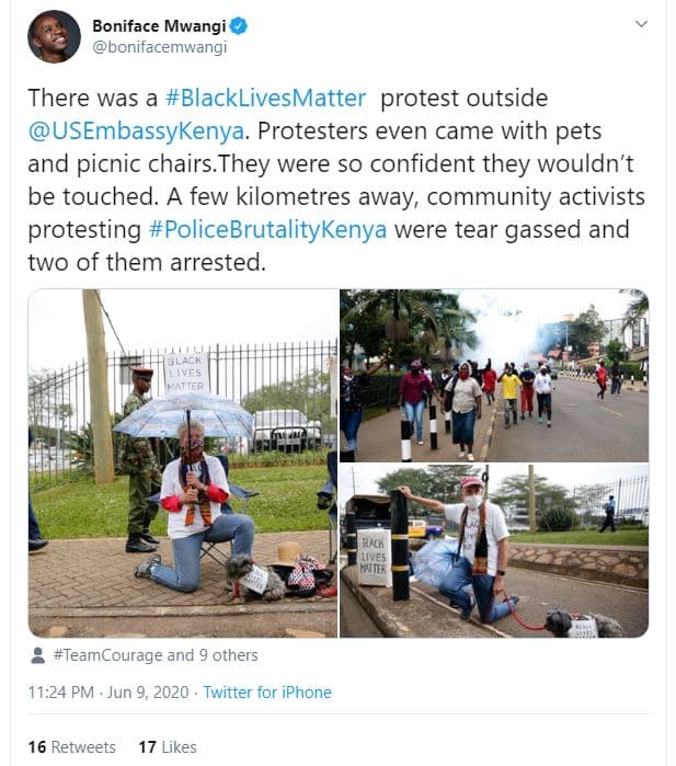 Boniface mwangi bonitacemwangı there was a blacklivesmatter protest outside usem