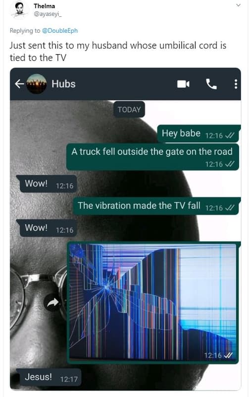 Thelma ayaseyı_ replying to doubleeph just sent this to my husband whose umbilic