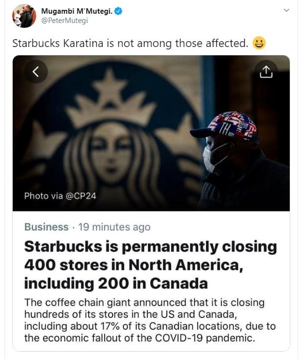 Mugambi m'mutegi. petermutegi starbucks karatina is not among those affected. ph