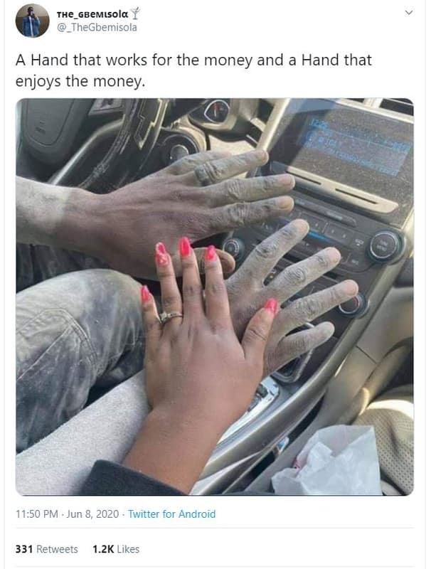 The_gbemısola _thegbemisola a hand that works for the money and a hand that enjo