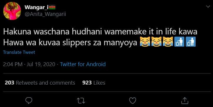 Wangar_ anita_wangarii hakuna waschana hudhani wamemake it in life kawa hawa wa