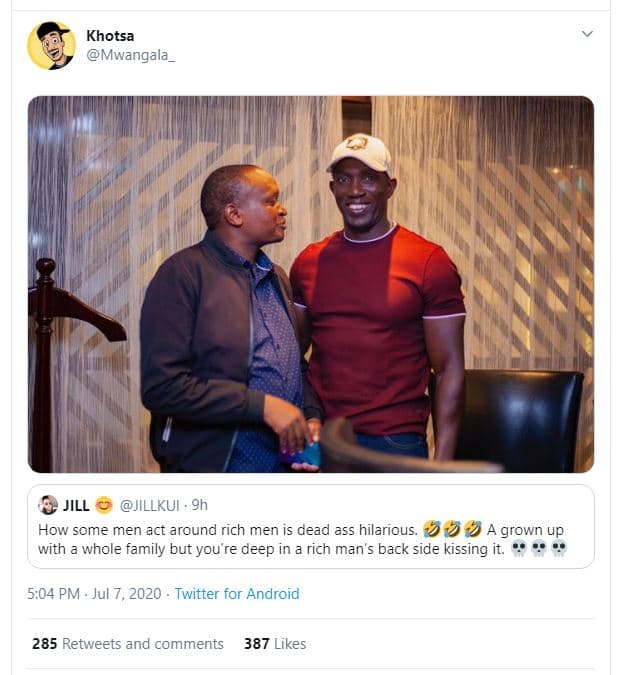 Khotsa mwangala jill jillkui how some men act around rich men is dead ass hilari