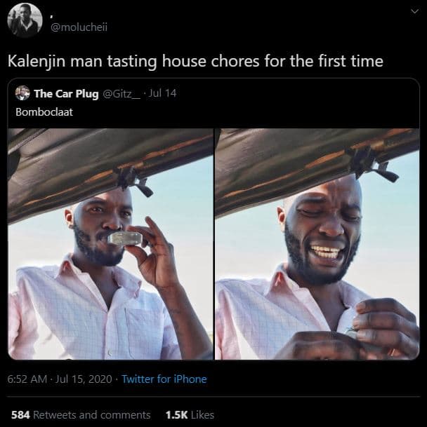 Molucheii kalenjin man tasting house chores for the first time the car plug gitz