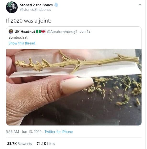 Stoned 2 tha bones stonedzthabones if was a joint uk headnut bomboclaat show thi