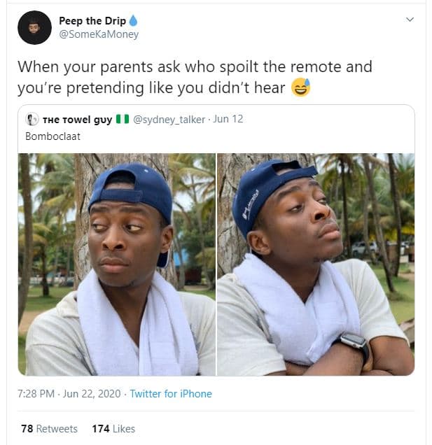 Peep the drip somekamoney when your parents ask who spoilt the remote and you're