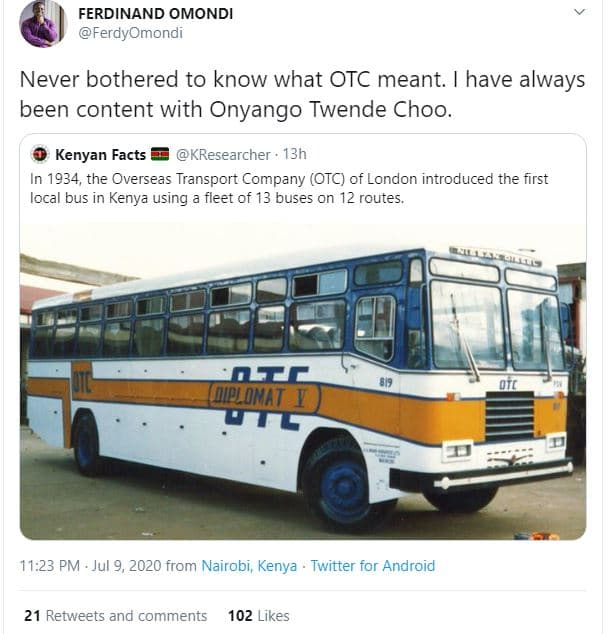 Ferdinand omondi ferdyomondi never bothered to know what otc meant. have always