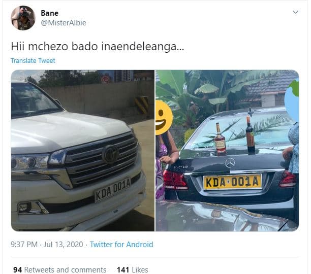 Bane misteralbie hii mchezo bado inaendeleanga translate tweet kda'001a dgiae ko