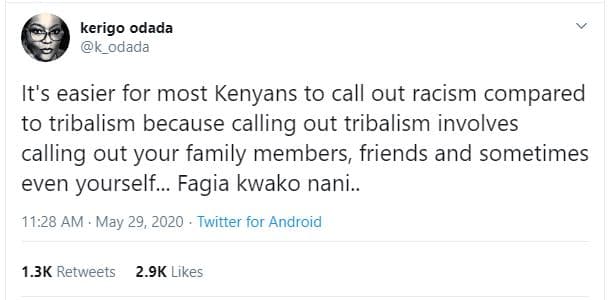 Kerigo odada k_odada it's easier for most kenyans to call out racism compared to