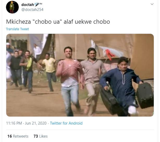Doctah doctah254 mkicheza chobo ua alaf uekwe chobo translate tweet 11.16 pm jun