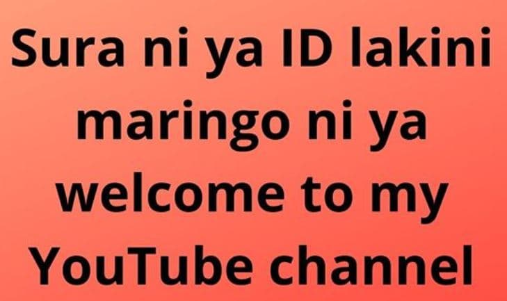 Sura ni ya id lakini maringo ni ya welcome to my youtube channel