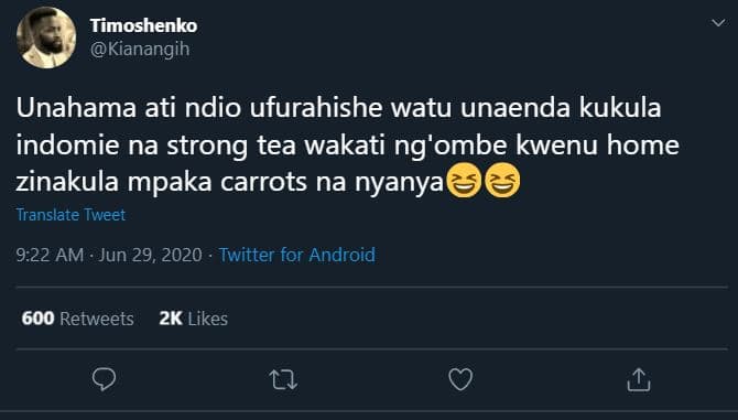 Timoshenko kianangih unahama ati ndio ufurahishe watu unaenda kukula indomie na