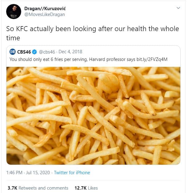 Dragan kuruzovié moveslikedragan so kfc actually been looking after our health t
