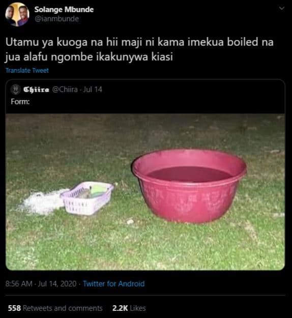 Solange mbunde ianmbunde utamu ya kuoga na hii maji ni kama imekua boiled na jua