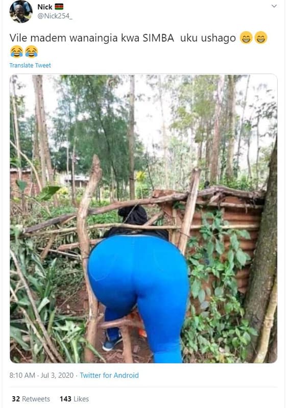 Nick nick254 vile madem wanaingia kwa simba uku ushago translate tweet 8.10 am j