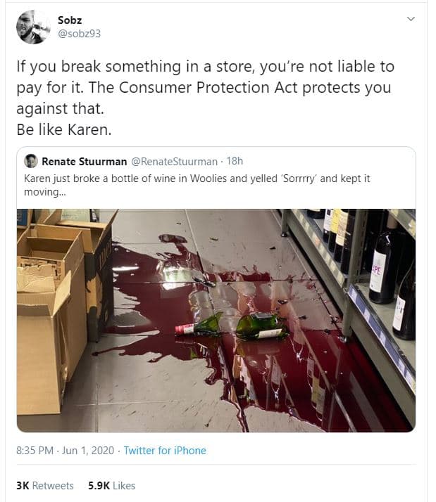 Sobz s0bz93 if you break something in a store you're not liable to pay for it. t