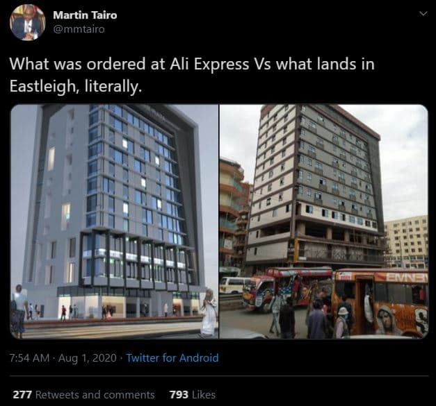 Martin tairo mmtairo what was ordered at ali express vs what lands in eastleigh