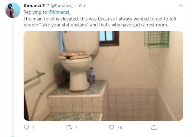 Kimanzi kimanzi _ 55m replying to kimanzi the main toilet is elevated, this was