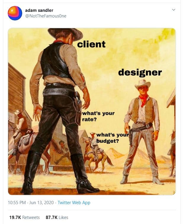 Adam sandler notthefamousone client designer what's your rate? what's your budge