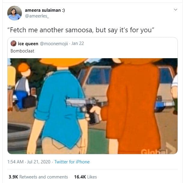 Ameera sulaiman ameerles_ fetch me another samoosa but say it's for you' ice que