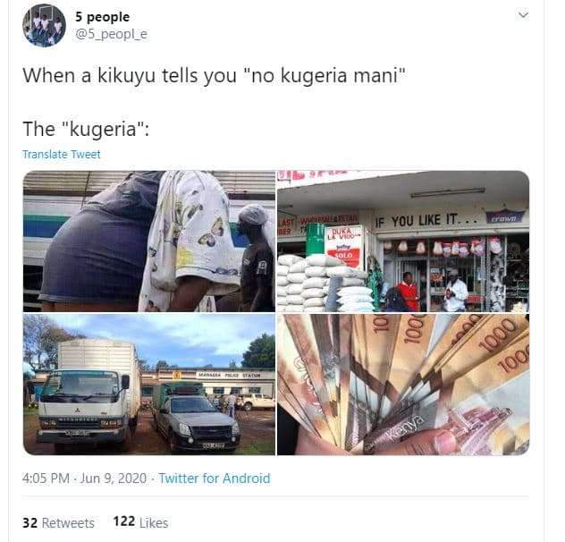5 people 5_peopl_e when a kikuyu tells you no kugeria mani' the 'kugeria transla