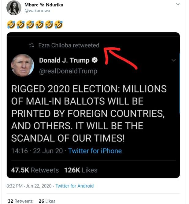 Mbare ya ndurika wakariowa l ezra chiloba retweeted donald j. trump ? realdonald