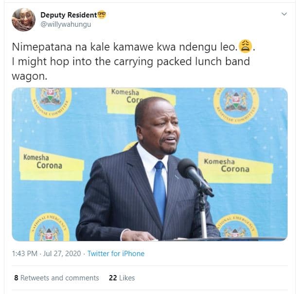 Deputy resident willywahungu nimepatana na kale kamawe kwa ndengu leo might hop