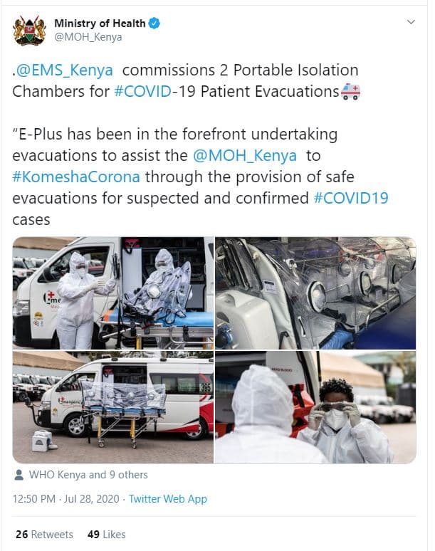 Ministry of health moh_kenya ems_kenya commissions 2 portable isolation chambers