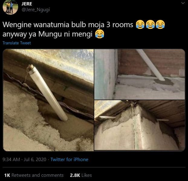 Jere jere_ngugi wengine wanatumia bulb moja 3 rooms anyway ya mungu ni mengi tra