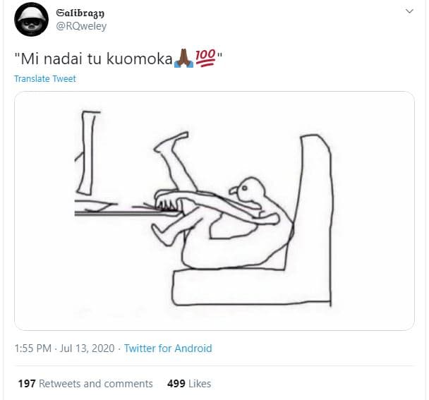 Galibra3n rqweley mi nadai tu kuomoka 109' translate tweet 1.55 pm . jul 13, twi