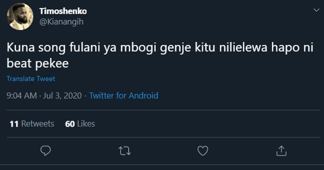 Timoshenko kianangih kuna song fulani ya mbogi genje kitu nilielewa hapo ni beat
