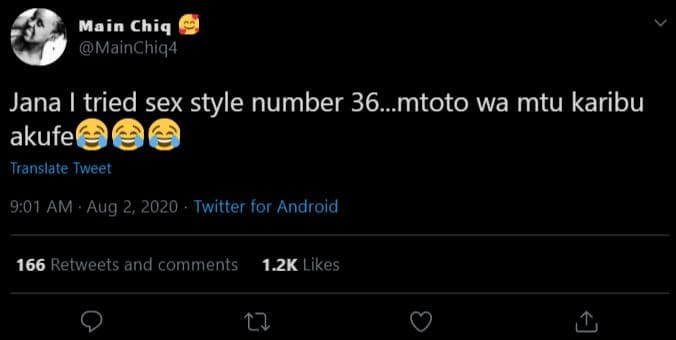 Main chiq mainchiq4 jana tried sex style number 36.mtoto wa mtu karibu akufe tra