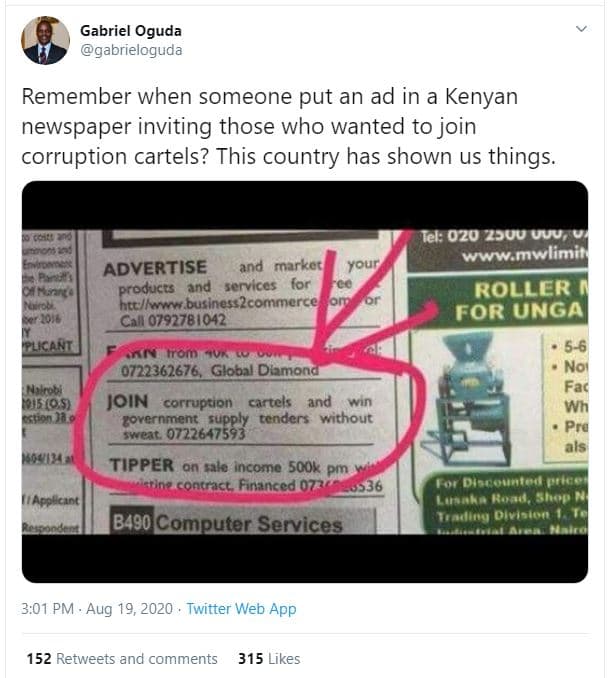 Gabriel oguda gabrieloguda remember when someone put an ad in a kenyan newspaper