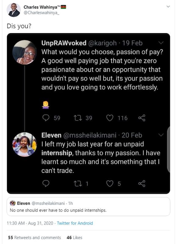 Charles wahinya charleswahinya_ dis you? unprawvoked karigoh 19 feb what would y