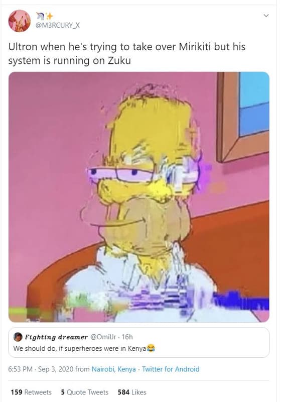 Mbrcury_x ultron when he's trying to take over mirikiti but his system is runnin