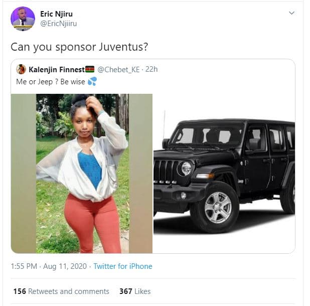 Eric njiru ericnjiiru can you sponsor juventus? kalenjin finnest me or jeep be w