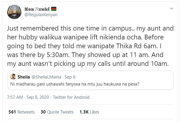 Ken zuki regularkenyan just remembered this one time in campus. my aunt and her