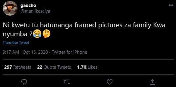 Gaucho manlikesaiya ni kwetu tu hatunanga framed pictures za family kwa nyumba ?