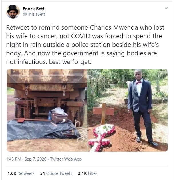 Enock bett thislsbett retweet to remind someone charles mwenda who lost his wife