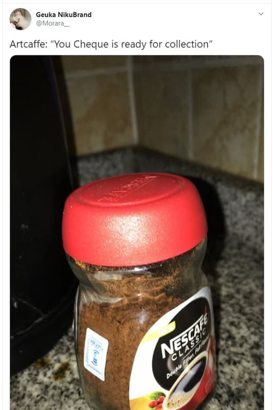 Geuka nikubrand morara artcaffe 'you cheque is ready for collection nesçare cl