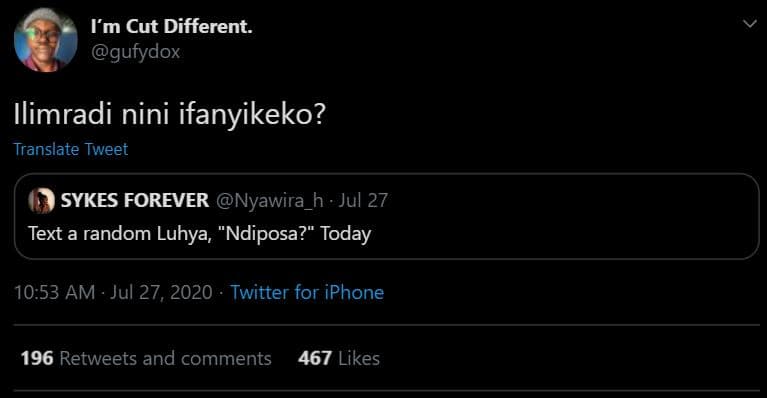 Fm cut different gufydox ilimradi nini ifanyikeko? translate tweet sykes forever